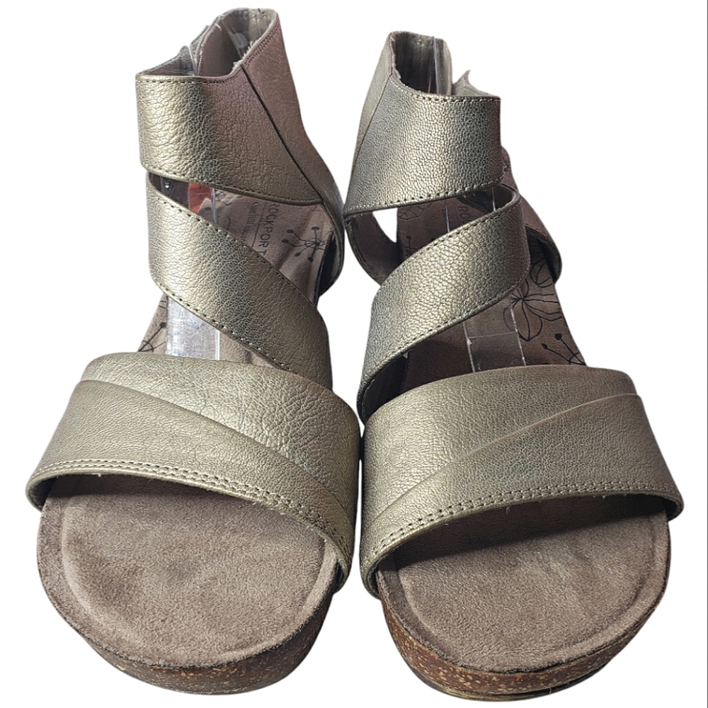 Rockport Cobbhill Wide Strap Shona Gladiator Summer Boho Metallic Sandals 40